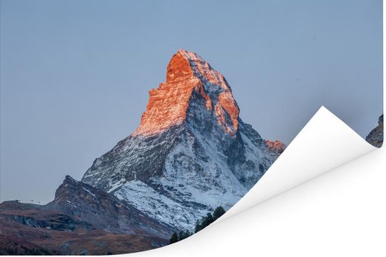 Poster Le Cervin en Suisse au lever du soleil 120x80 cm - Tirage photo sur Poster (décoration murale salon / chambre)