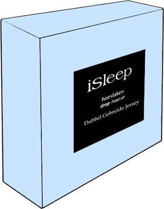iSleep Dubbel Jersey Hoeslaken - Eenpersoons - 80/90x200 cm - Licht Blauw