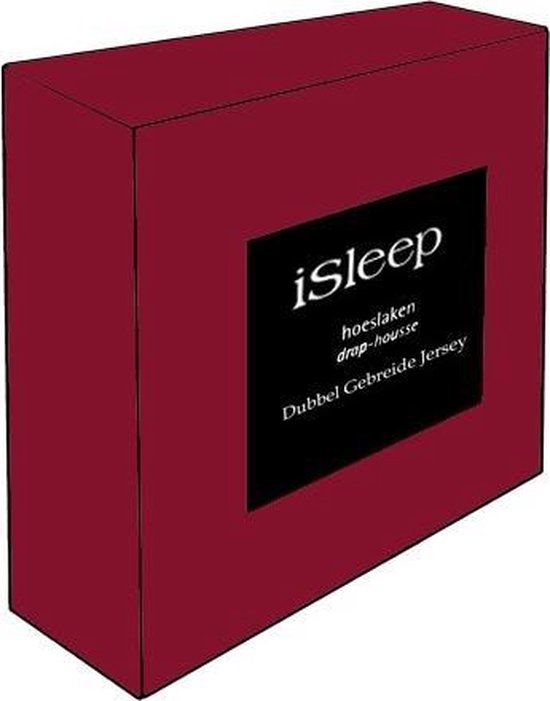 iSleep Dubbel Jersey Hoeslaken - Tweepersoons - 130/140x200 cm - Bordeaux