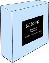 iSleep Dubbel Jersey Hoeslaken - Eenpersoons - 90/100x220 cm - Licht Blauw