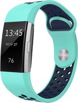 Horloge bandje voor Fitbit Charge 2 – mintgroen blauw  – maat: s - verstelbaar sportbandje - sportief siliconen polsbandje – stabiele druksluiting - polsband - activity tracker ban