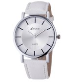Hidzo Horloge Geneve Quartz ø 37 mm - Wit - Kunstleer