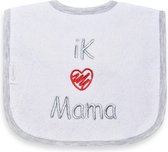 Funnies Babyslabbertje Ik ♥ Mama Wit/Zilver 35192