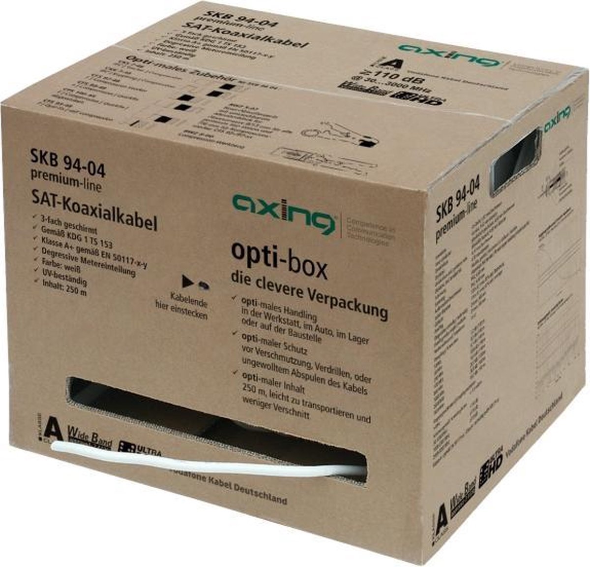 Axing SKB09404 coax-kabel 250 m Wit