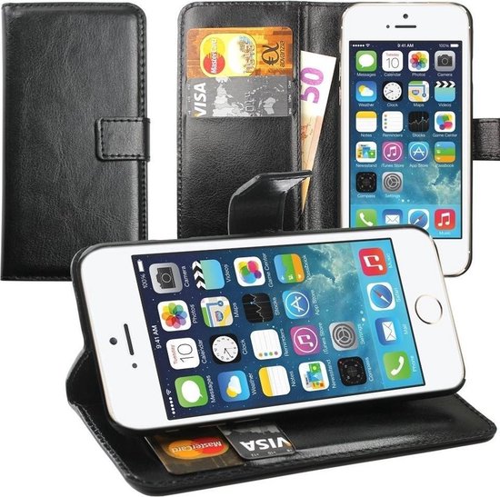 Wallet bookcase type cover voor Apple iPhone 5C - Zwart | bol.com