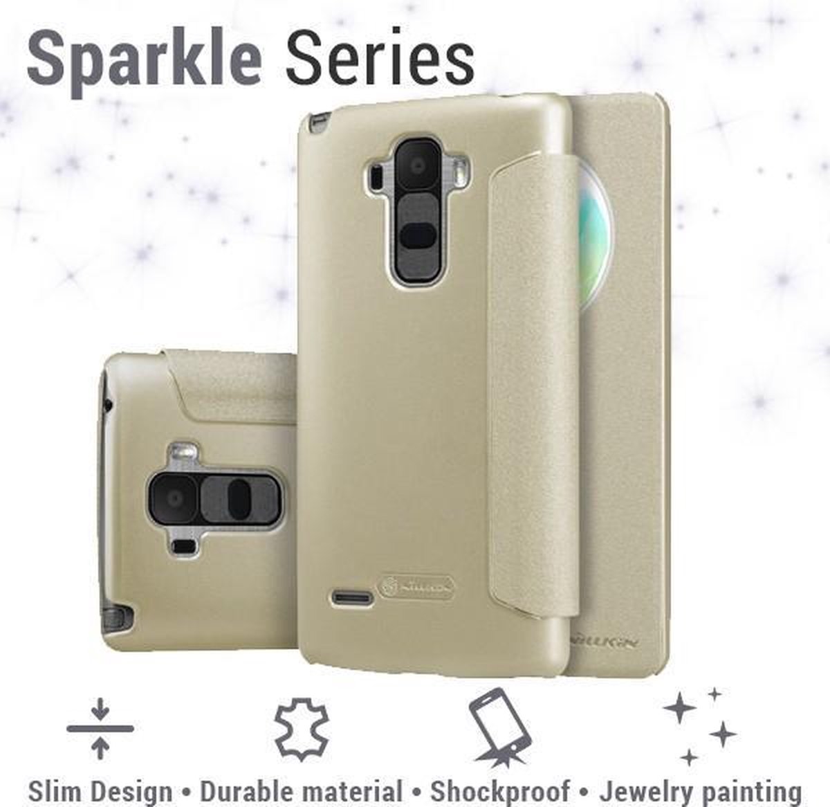 Nillkin Leather Case LG G4 Stylus - Sparkle Series - Gold