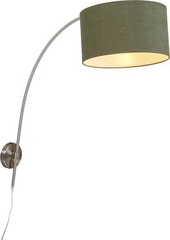 QAZQA arc - Moderne Wand booglamp voor binnen - 1 lichts - D 815 mm - Groen - Woonkamer | Slaapkamer | Keuken