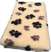 Topmast Vetbed - Hondendeken - Benchmat -puppykleed dierenmat - Lichtgeel Bruin zwart voetprint  Anti-Slip - 150x100 cm machinewasbaar