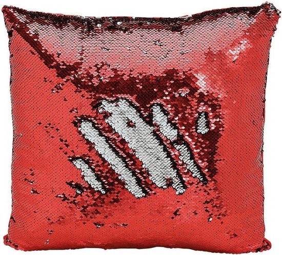 Schouderophalend Idool Actie Kussen rood metallic met pailletten 40 x 40 cm - Sierkussens voor binnen |  bol.com