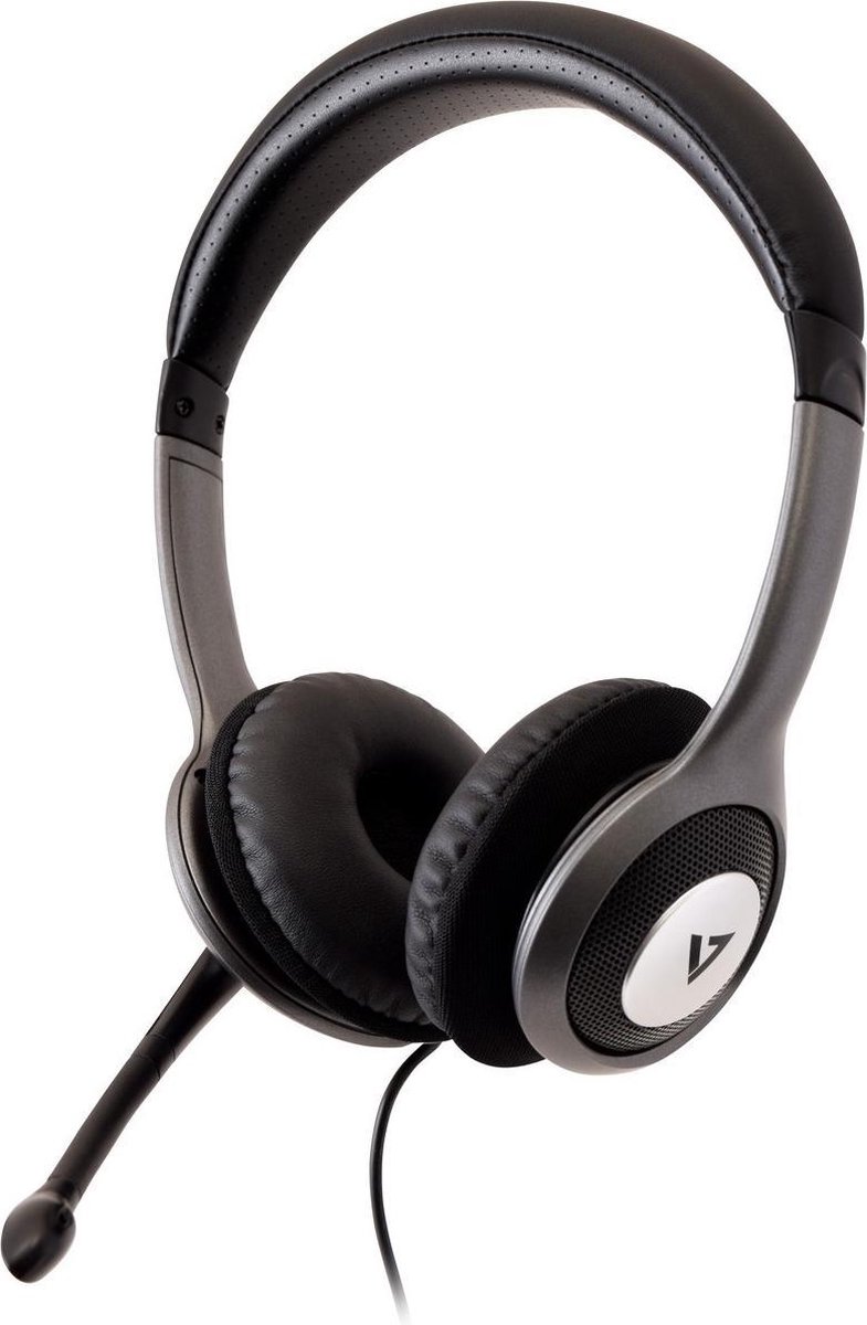 V7 HU521-2EP hoofdtelefoon/headset Bedraad Hoofdband Kantoor/callcenter Zwart, Zilver