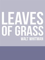 Boekomslag van 'Leaves of Grass' van Walt Whitman op een grijze achtergrond met witte letters.