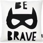 Be Brave Batman Kussenhoes | Katoen/Polyester | 45 x 45 cm | Zwart/Wit