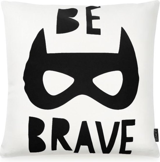Be Brave Batman Kussenhoes | Katoen/Polyester | 45 x 45 cm | Zwart/Wit |