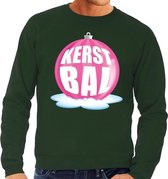 Foute kersttrui kerstbal roze op groene sweater voor heren - kersttruien L (52)