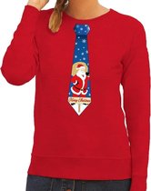 Foute kersttrui / sweater stropdas met kerstman print rood voor dames S (36)