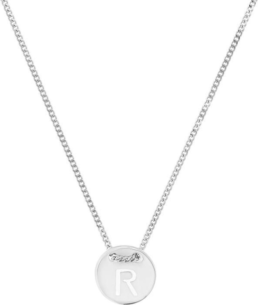 The Fashion Jewelry Collection Ketting Letter R 1,3 mm 41 + 4 cm - Zilver Gerhodineerd