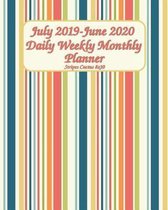 July 2019-June 2020 Daily Weekly Monthly Planner Stripes Cactus 8x10