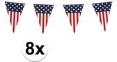 8x Vlaggenlijn/vlaggetjes Amerika/USA 6 meter - slingers