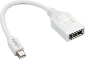 LINDY 41021 DisplayPort / Mini-displayport Adapterkabel [1x DisplayPort bus - 1x Mini-DisplayPort stekker] Wit 15.00 cm