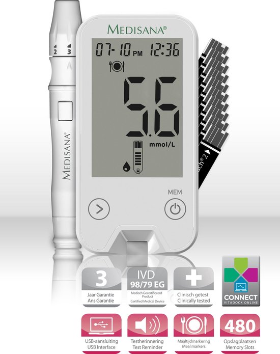 Medisana Meditouch2 Startpakket - mmol/L (versie voor Nederland) -  Bloedsuikermeter | bol.com