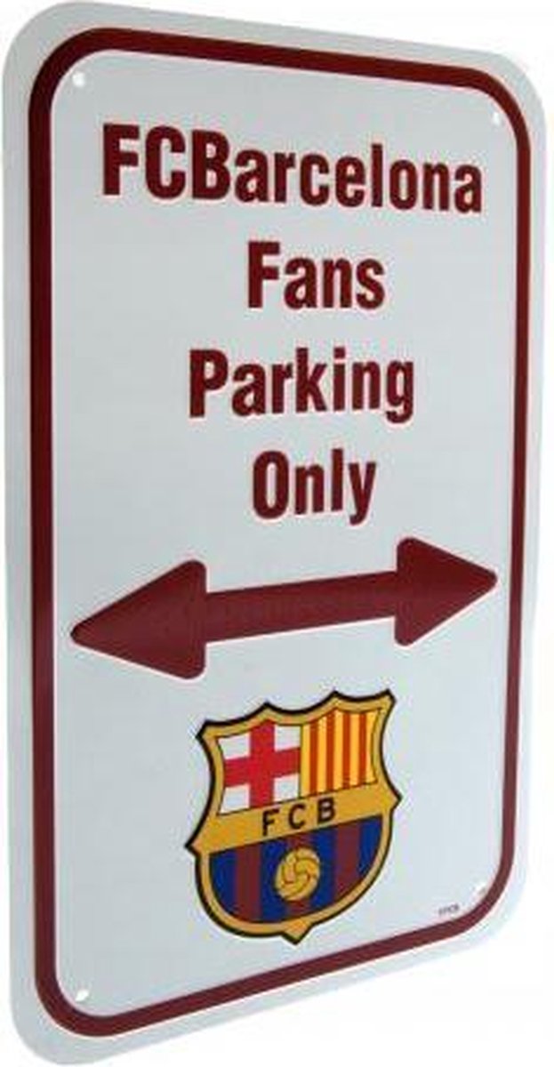 FC Barcelona - Plaat - Fans Parking Only - Wit/Bordeaux - 17 x 27 cm