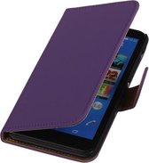 Paars Effen Booktype Sony Xperia E C1605 Wallet Cover Hoesje