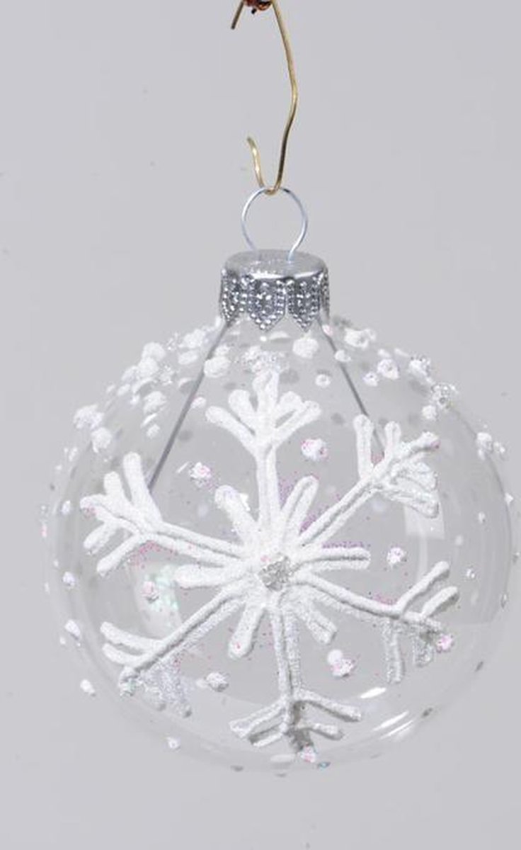 Mondgeblazen kerstballen met sneeuwvlok transparant