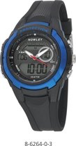 Nowley 8-6264-0-3 analoog/ digitaal horloge 40 mm 100 meter zwart/ blauw