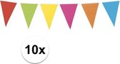 10x Vlaggenlijn vrolijke kleuren 10 meter  - slingers