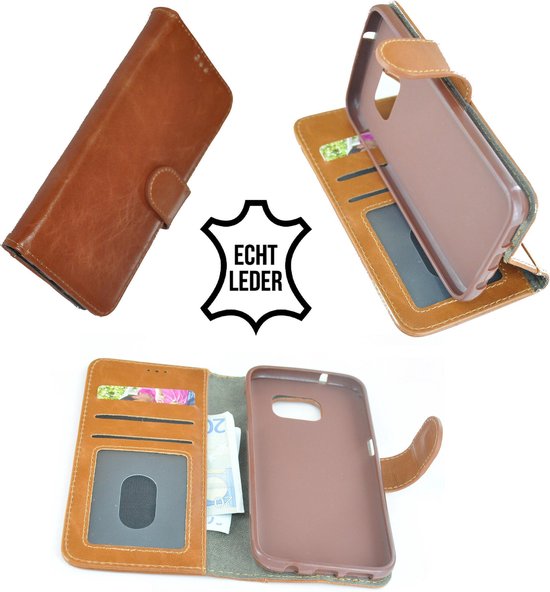 Ga naar beneden Bijproduct parachute Luxe Wallet Bookcase Echt Leer Hoesje Samsung Galaxy S7 - Lichtbruin |  bol.com