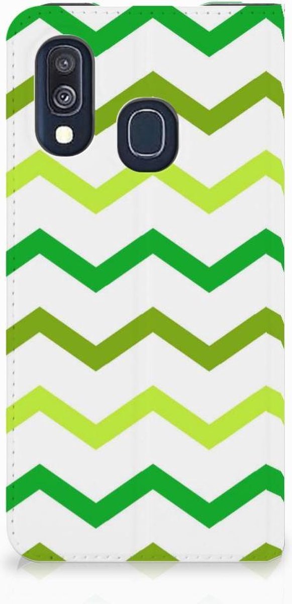 Samsung Galaxy A40 Hoesje met Magneet Zigzag Groen