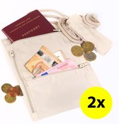 2x Multifunctioneel Nektasje - Nektas Inzetbaar als Reistas - Reisportemonnee - Paspoorthouder - Paspoort Etui Crème - Beige