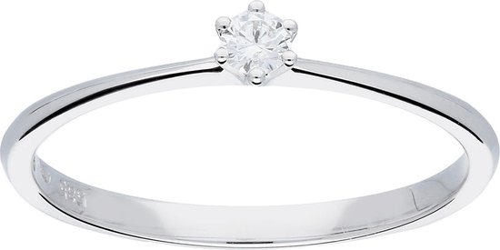 Glow ring met diamant solitaire - 1-0.07ct G/SI - witgoud 14kt - mt 52