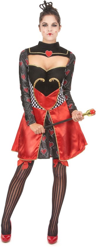 Sexy Queen of Hearts (uit Alice in Wonderland) jurkje met kroon - Hartenkoningin kostuum maat 36-38 (S)