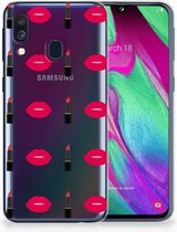 Samsung A40 TPU Silicone Hoesje Design Lipstick Kiss