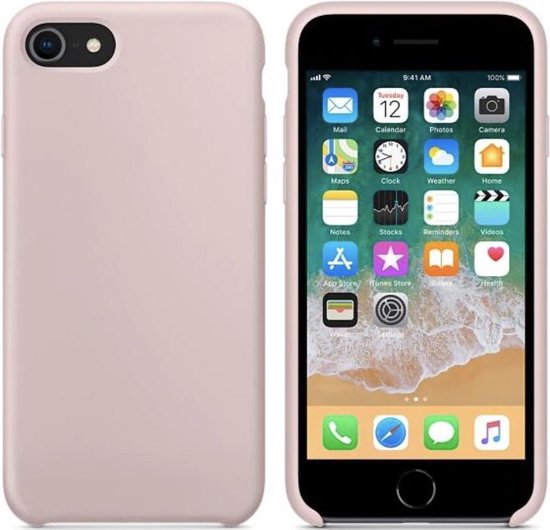 Luxe siliconen hoesje - zand roze - Apple iPhone 7 en iPhone 8 - rozenkwarts -... | bol.com