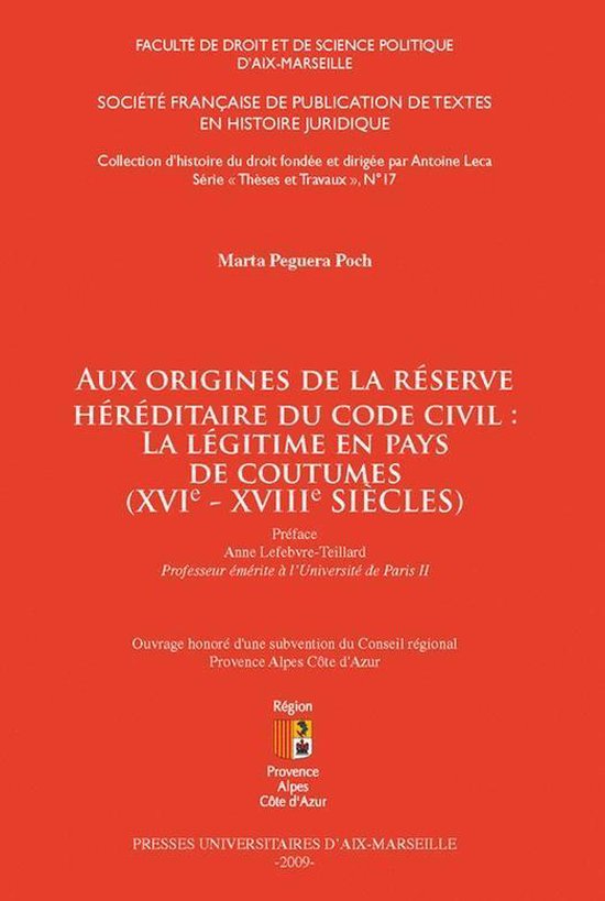 Histoire du droit - Aux origines de la réserve héréditair ... - cover