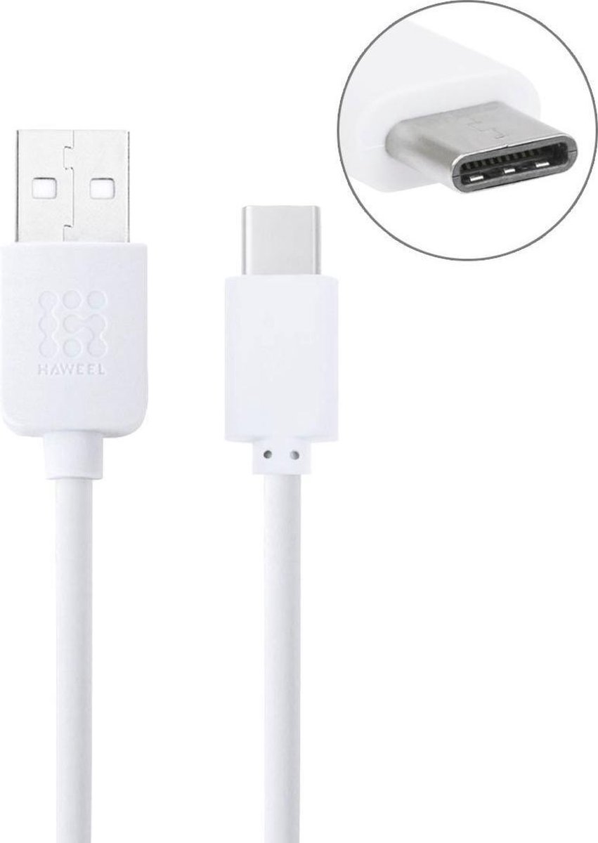 Haweel Gecertificeerde Type C kabel 1 Meter USB C Cable voor Nokia 6(2018), Nokia 8, Nokia 7 Plus - Wit