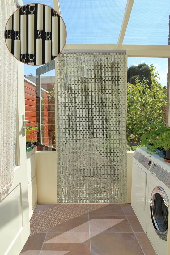 Sun-arts Vliegengordijn Verspringt Hulzen 210 X 90 Cm Pvc Crème — afbeelding 4