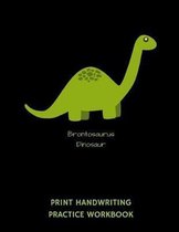 Brontosaurus Dinosaur Print Handwriting Practice Workbook