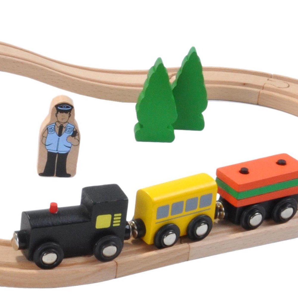 Bandits & Angels Houten Treinset 37 delig vanaf 3 jaar voor Jongens en Meisjes - Trein Set van Hout met 37 delen - Inclusief 1 trein - Treinbaan voor Kinderen met Accessoires — afbeelding 7