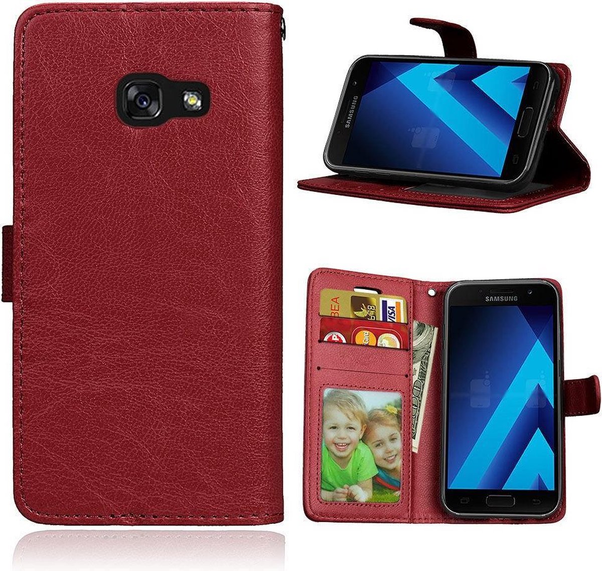 Telefoonhoes Geschikt voor: Samsung Galaxy J5 2017 portemonnee hoesje - Bruin