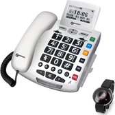 Geemarc - Serenities - Vaste telefoon - Met draagbare SOS-knop - Met nummerweergave en 30 dB geluidsversterking - Geschikt voor slechthorenden en slechtzienden
