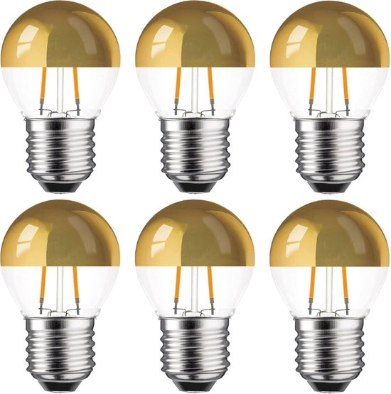 6 stuks led kopspiegellamp goud E27 2W 180lm 2200K Niet dimbaar | bol.com