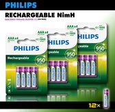 Philips AAA oplaadbare batterijen - 950 mAh -voordeelverpakking - 12 stuks