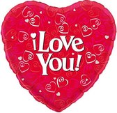Oaktree 'I Love You' valentijn folieballon Ø 45 cm - rood (excl helium)