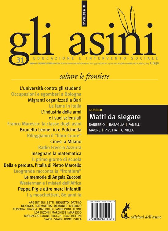 Gli asini n. 31. Rivista di educazione e intervento sociale - cover