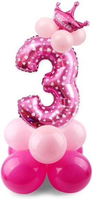 3 jaar ballonnen set | 3 jaar meisjes verjaardag | Baby verjaardag of kinderfeestje | Cijferballonnen