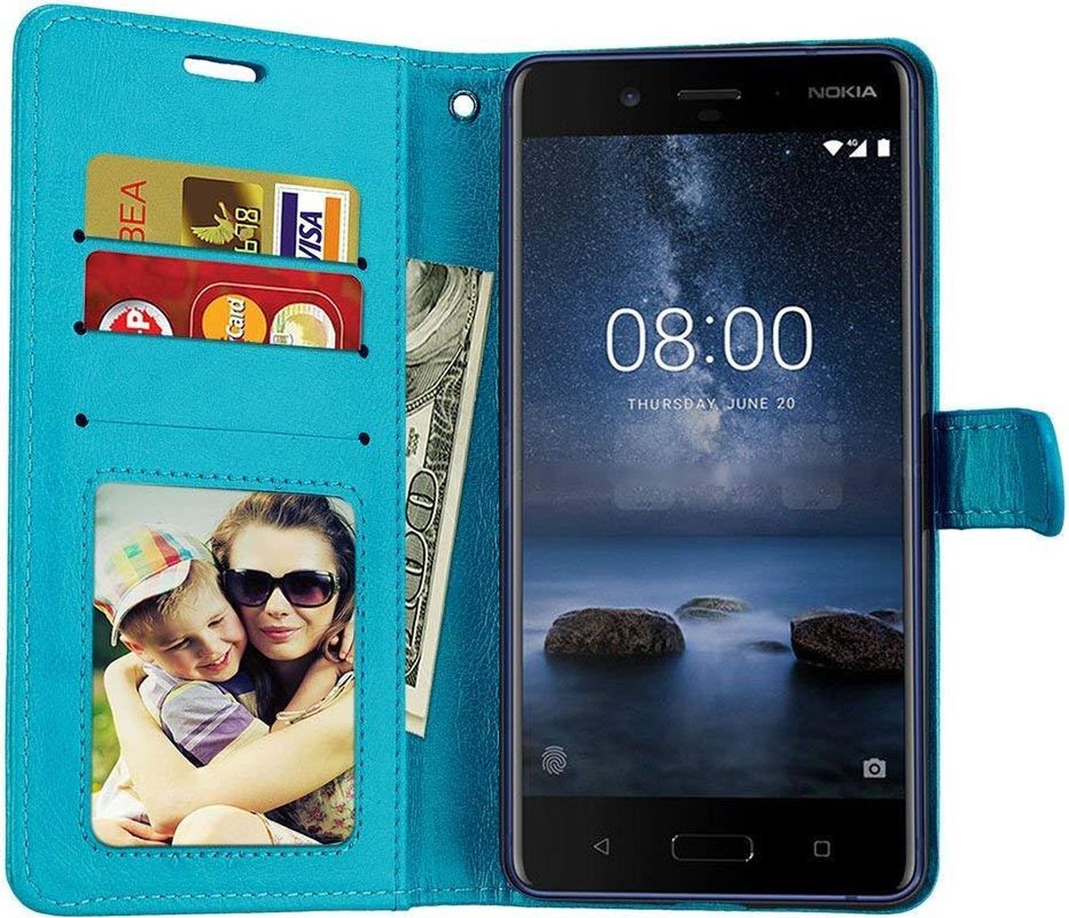 Telefoonhoes Geschikt voor: Nokia 5.1 portemonnee hoesje - Turquise