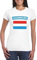 T-shirt met Luxemburgse vlag wit dames XS